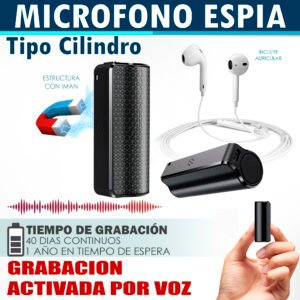 MICROFONO ESPIA ACTIVADA POR VOZ TIPO CILINDRO 16GB