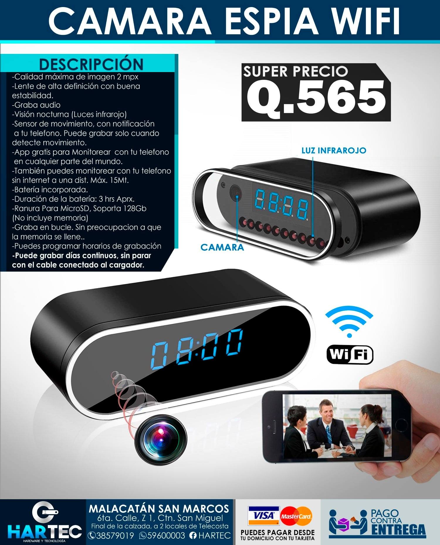 CAMARA ESPIA WIFI TIPO RELOJ