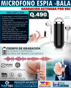 MINI GRABADORA ESPIA TIPO BALA
