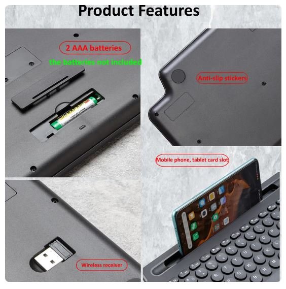 TECLADO INALAMBRICO BLUETOOTH 3 EN 1 - Imagen 3