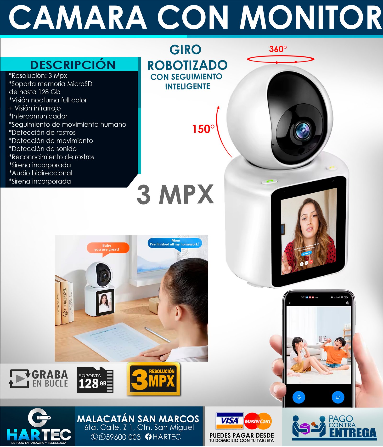 CAMARA WIFI PT 3 MPX. CON MONITOR - Imagen 7