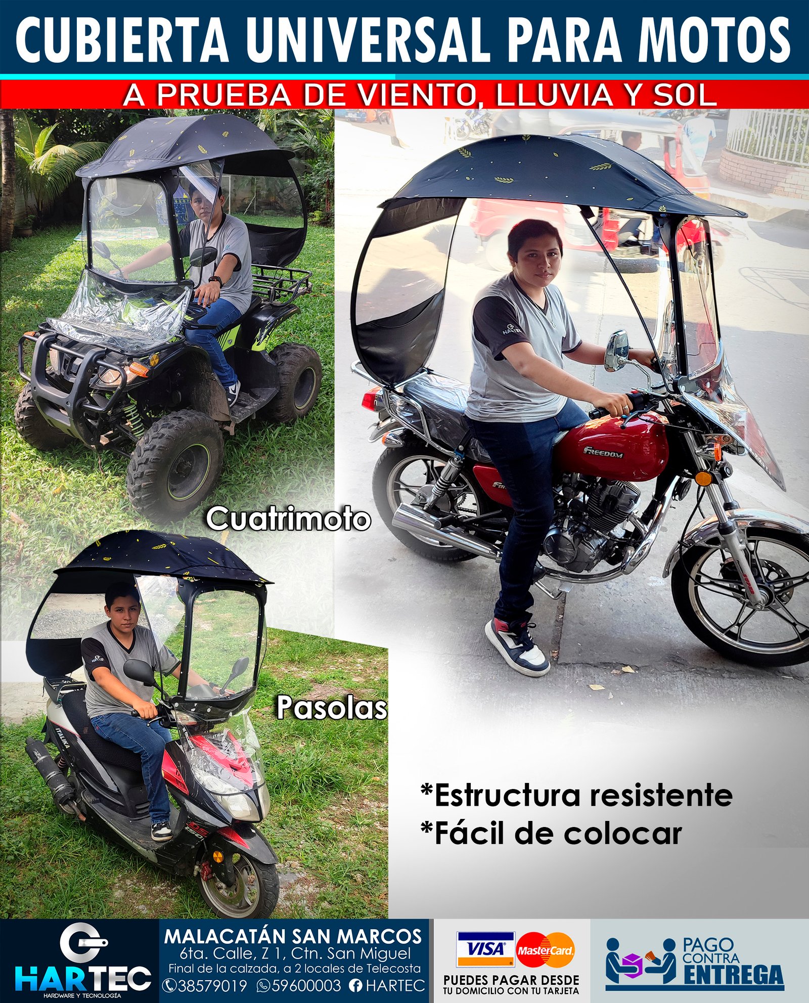 CUBIERTA DE AGUA Y SOL ADAPTABLE A CUALQUIR MOTOCICLETA - Imagen 13
