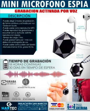 GRABADORA ESPIA COLLAR TIPO ESTRELLA
