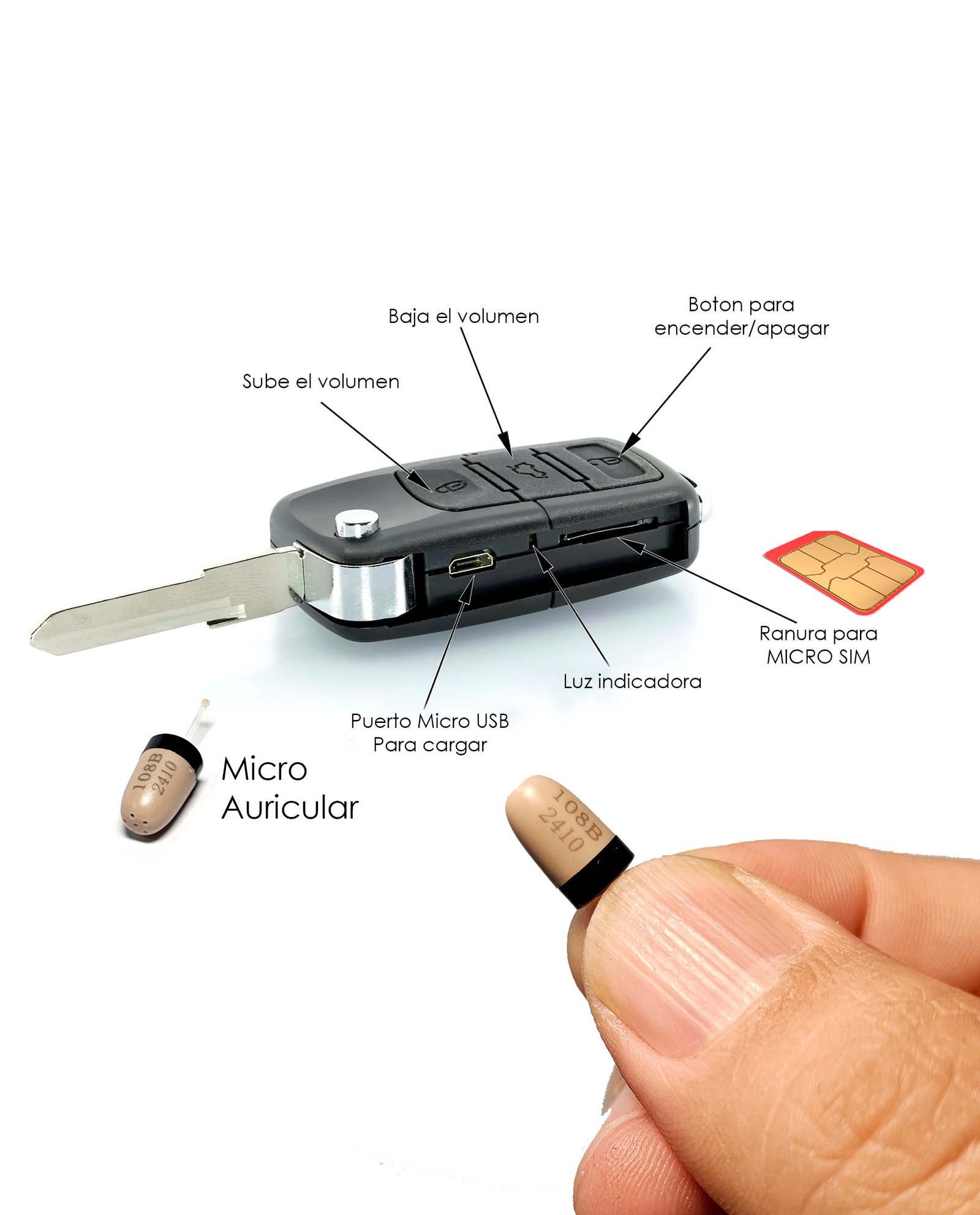 LLAVE DE VEHICULO GSM+ BLUETOOTH CON MICRO AURICULAR - Imagen 2