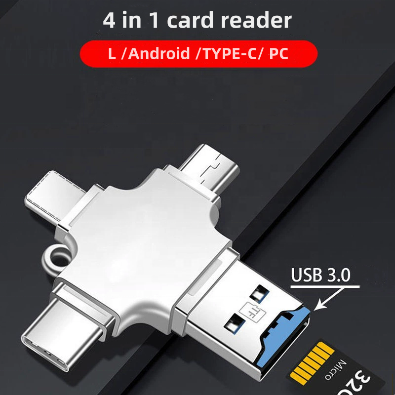 LECTOR DE MEMORIA MICROSD 3 EN 1 ALUMINIO TIPO-C, V8, IPHONE - Imagen 3