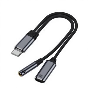 ADAPTADOR TIPO-C  A JACK 3.5 + CONEXIÓN DE CARGA RÁPIDA 100W